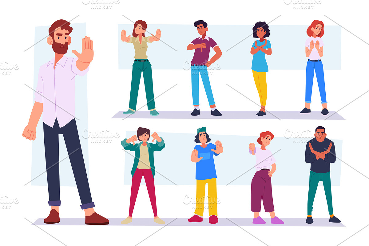Negative gestures. Emotional persons, a Person Illustration by Onyx