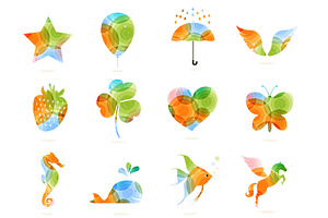 Collection of shiny multicolor icons