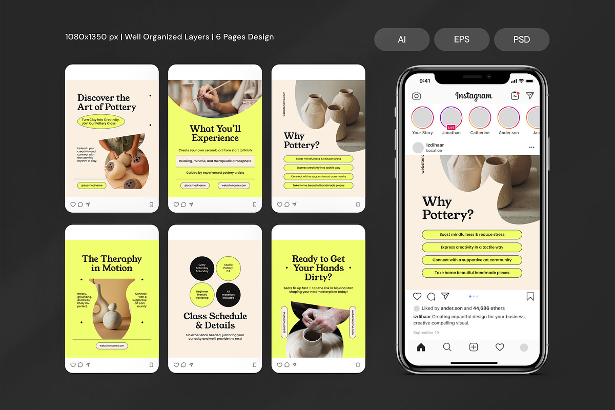 Pottery Class - Instagram Post, a Brochure Template by Izdihaar_Studio (Photo 1 of 3)