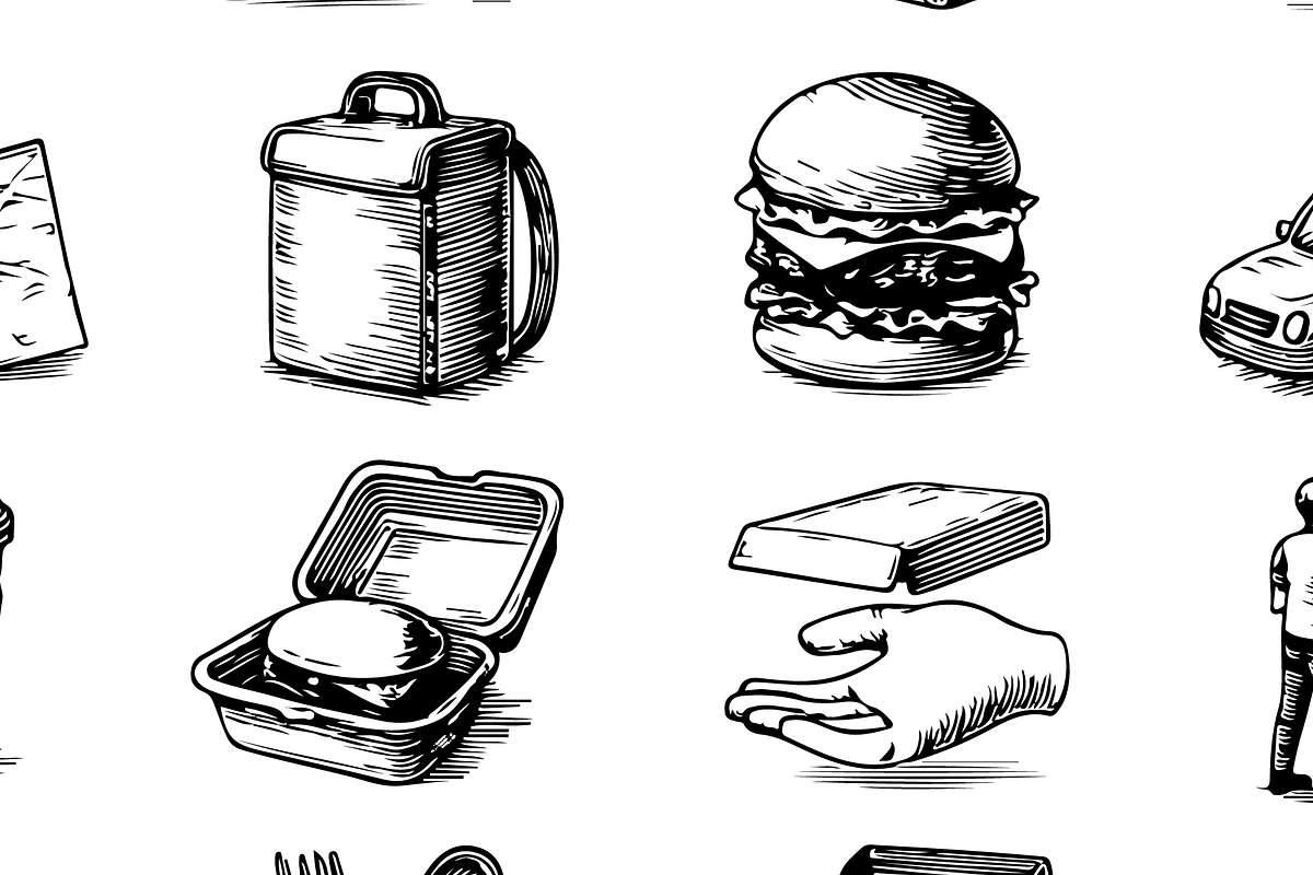 Food Delivery Set Vintage, an Object Graphic by RT Studio (Photo 4 of 4)