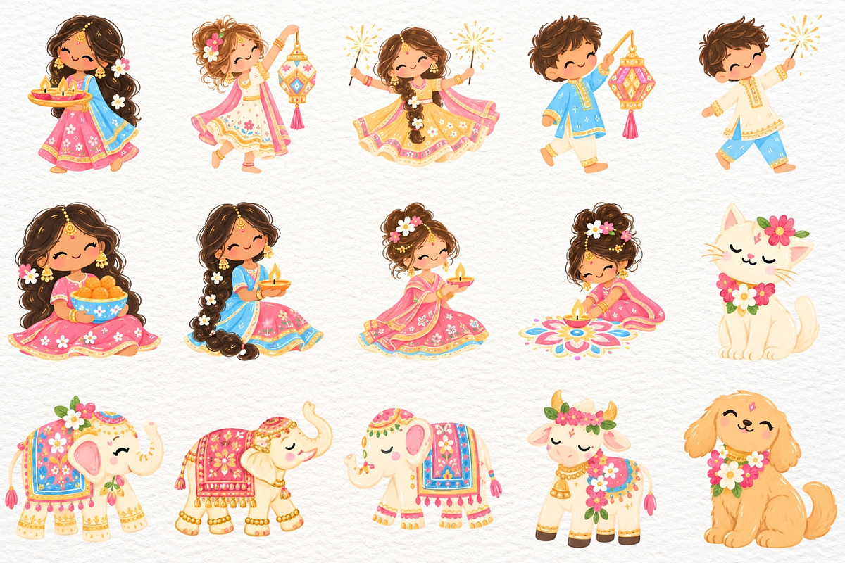 Diwali Clipart Festival of Lights, a Seasonal Illustration by SugarCloudStudioArt (Photo 3 of 6)