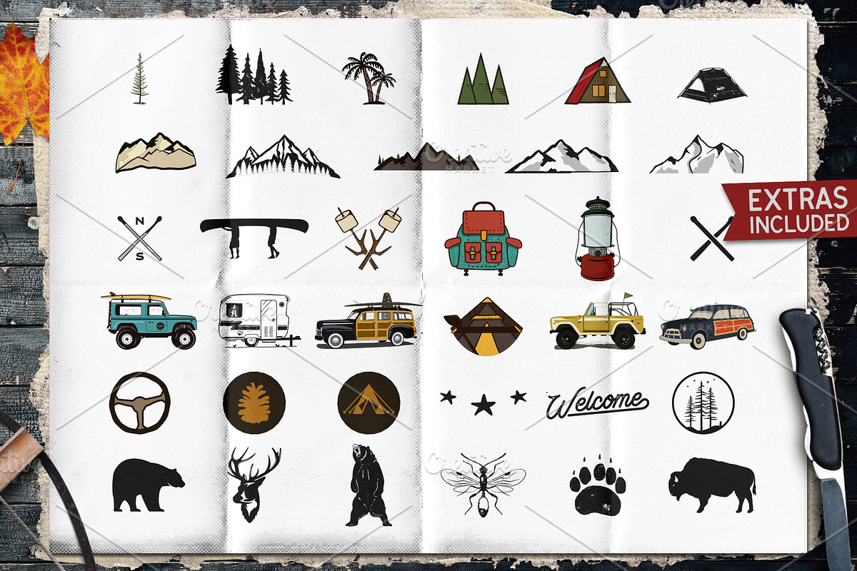 Retro Camp Adventure Badges Kit, a Branding & Logo Template by JeksonGraphics (Photo 5 of 12)