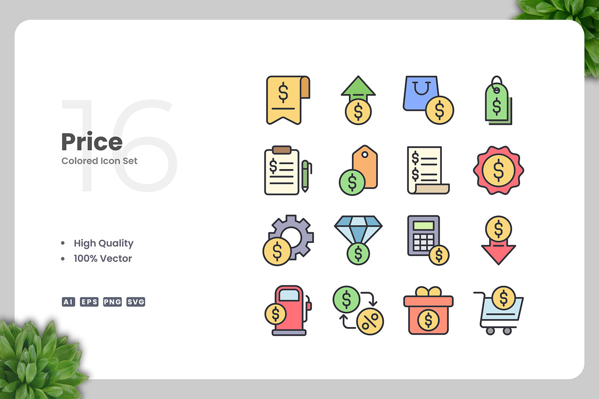 Price Colored Icons, an Icon by Upnowgraphic