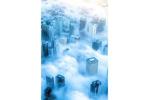 Urban Skyscrapers Piercing Through, an Architecture Photo by Lermont51