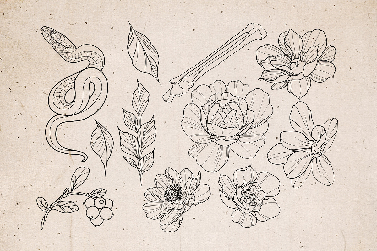 Procreate - Tattoo Basic Stencil Set, a Brush Add-On by DiBrush Studio (Photo 5 of 8)