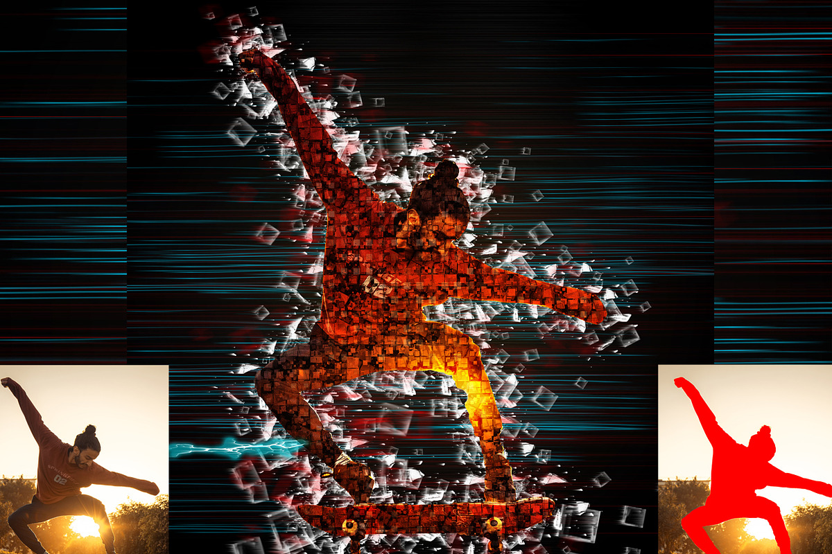 Pixel Stream Effect Photoshop Action, an Action Add-On by Studio Retouch (Photo 2 of 12)