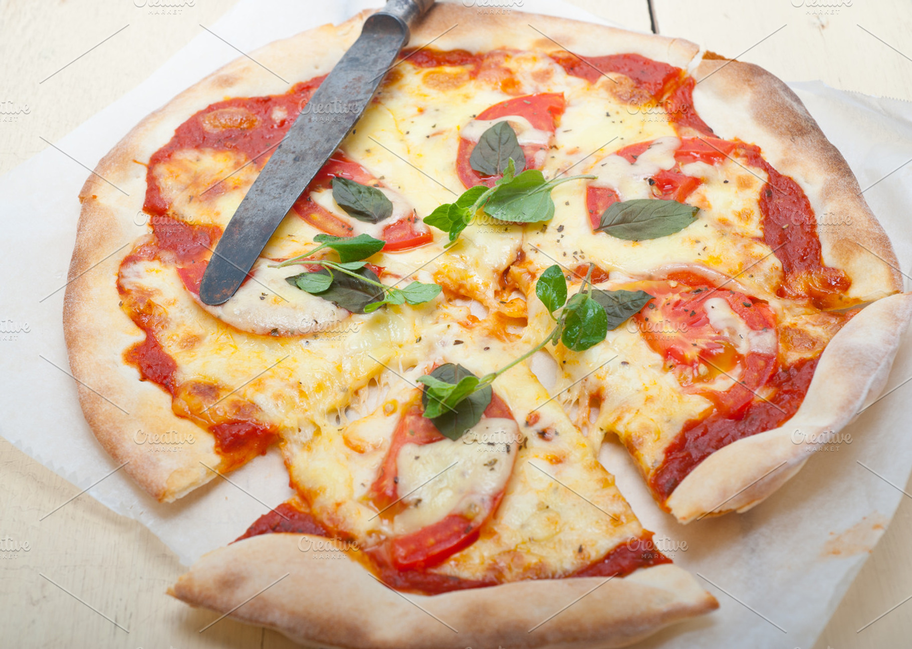 Italian pizza margherita featuring pizza, food, and cheese, a Food & Drink Photo by keko64