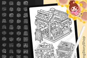 50Isometric Japanese Procreate Stamp