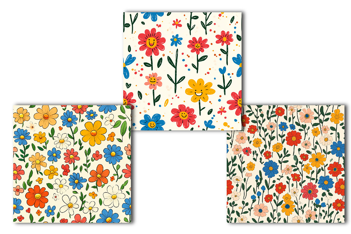 Hand Drawn Flower Seamless Pattern, an Illustration by OK Design (Photo 4 of 4)