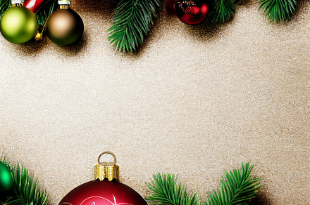 Festive background with baubles and copy space., a Background Photo by Grafvision photography