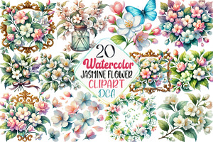 Spring Jasmine Flower Clipart PNG, an Illustration by DreamCafeArt
