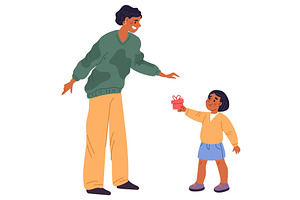 Little girl gives parent gift on, a Person Illustration by Vectorbuum