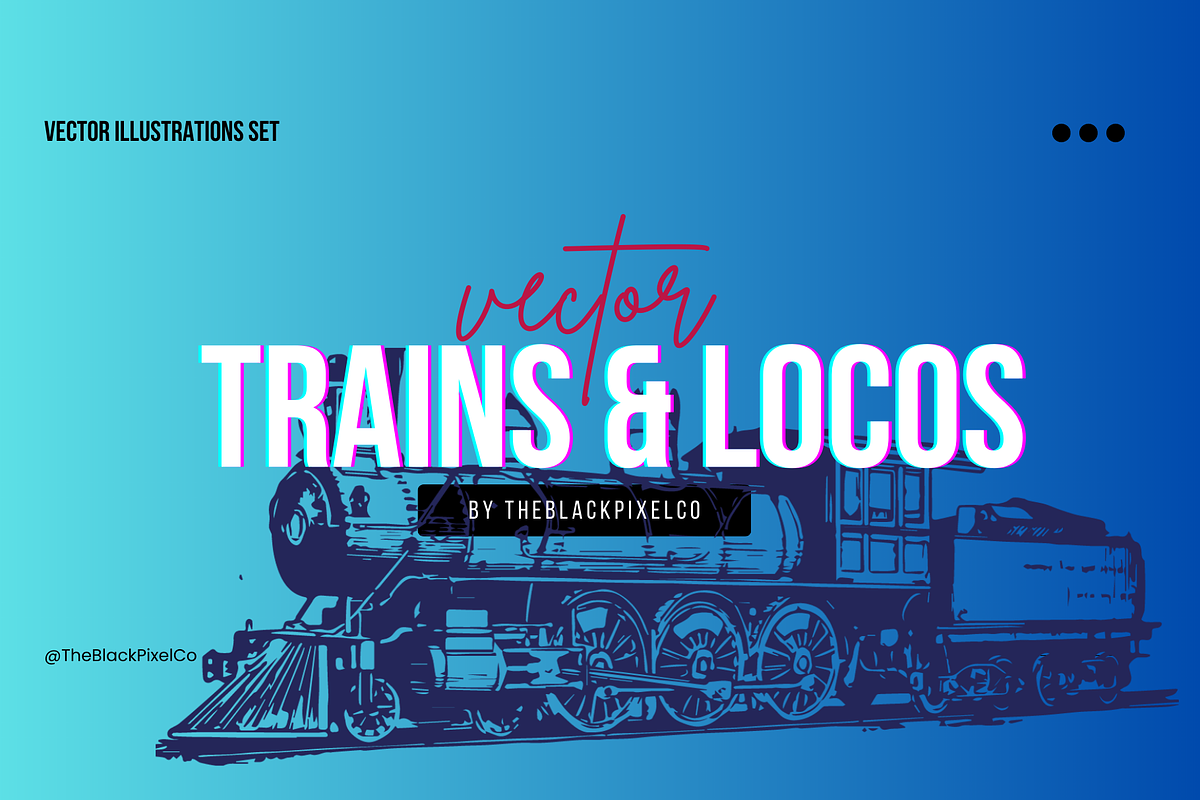 Railroad, Train, Locos Vector Art, a Decorative Illustration by TheBlackPixelCo (Photo 1 of 4)