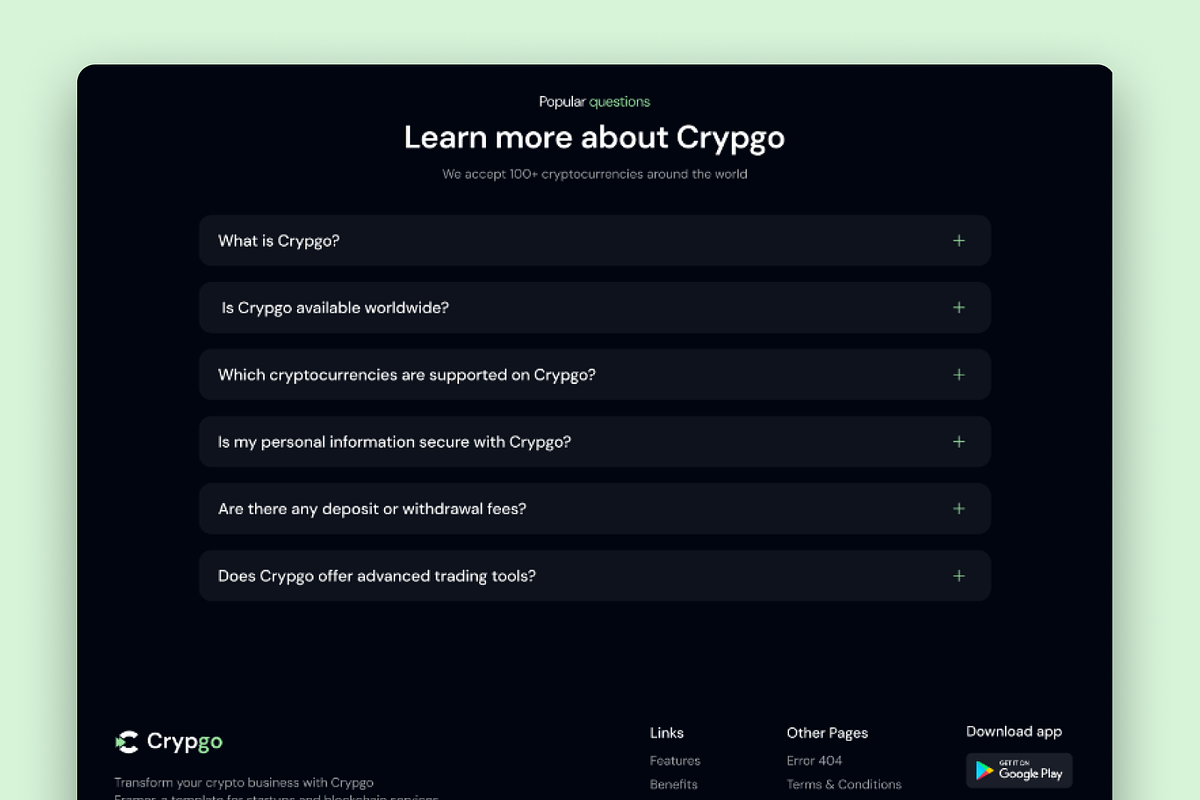Crypgo Framer Landing Page Template, a Landing Page Template by WrapPixel (Photo 8 of 8)
