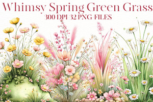 Whimsy Spring Green Grass Clipart, an Illustration by Designworld