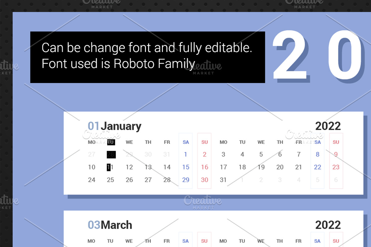 Calendar 2022 Alternative Design, a Stationery Template by WORAKAMON Design Studio (Photo 3 of 4)