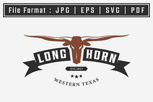 Simple Longhorn Logo Icon Vector