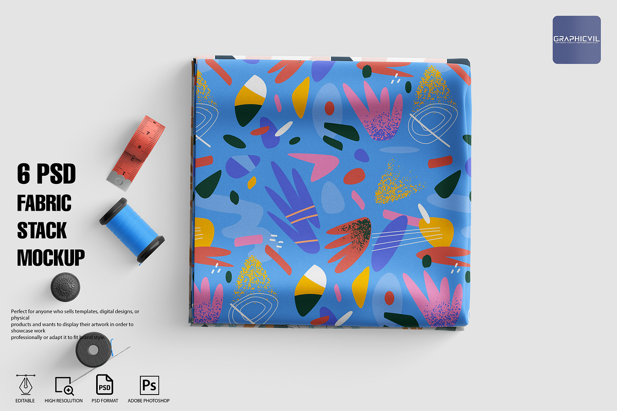 Fabric Stack Mockup | fabric mockup | Creative Market