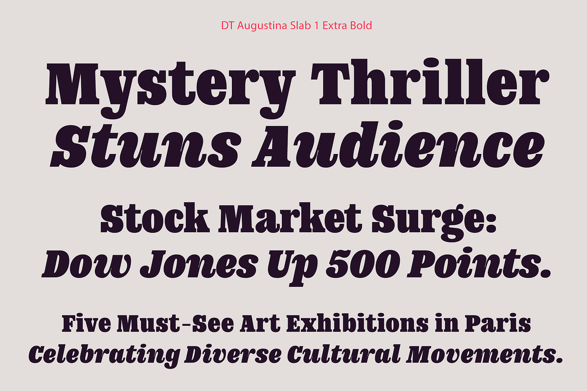 DT Augustina Slab 1 Subfamily, a Slab Serif Font by Deveze Type Foundry (Photo 16 of 31)