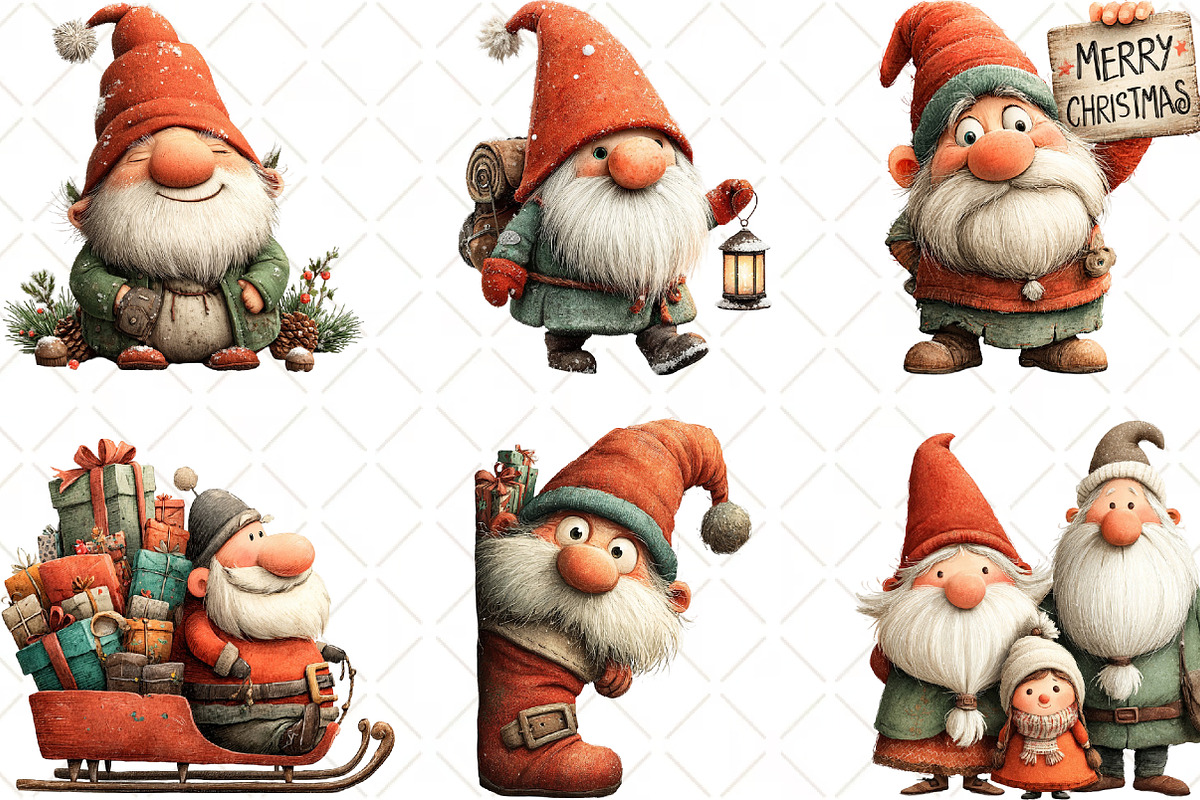 Christmas Gnome Clipart, an Illustration by Black Bird Studio (Photo 5 of 6)