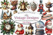 Christmas Vintage Designs Clipart, an Illustration by DreamCafeArt (Thumbnail 1 of 8)