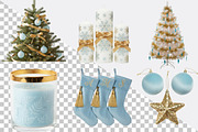 Light Blue & Gold Christmas  Clipart, an Illustration by SVGArt (Thumbnail 2 of 8)
