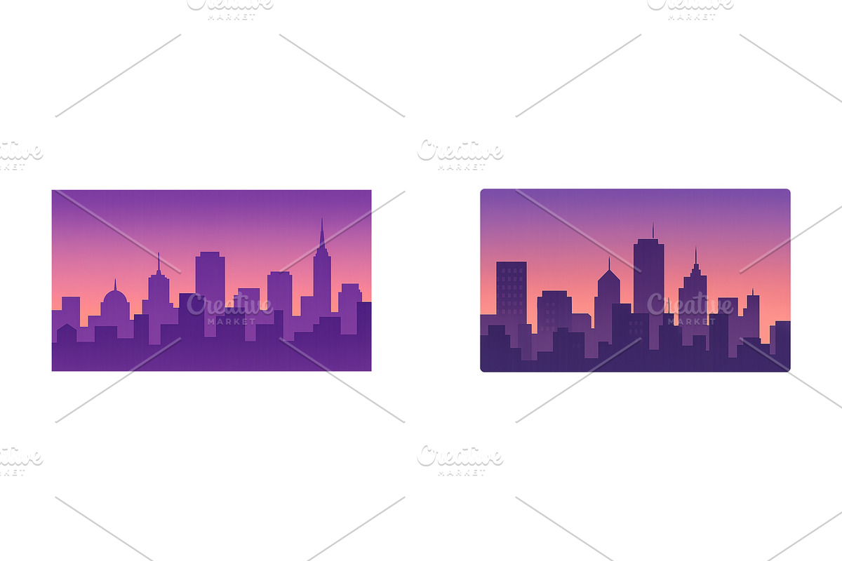 City skyline silhouette during, an Object Illustration by ZinetroN