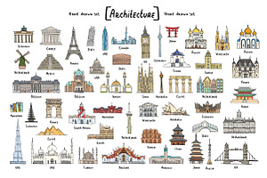 Vector set with world architecture