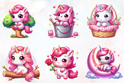 Cute pink baby unicorn, an Illustration by RobertsArt (Thumbnail 3 of 7)