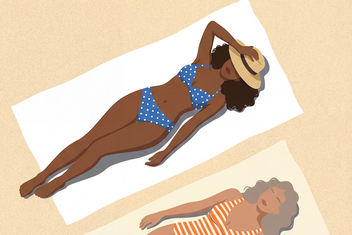 Diverse Women Relaxing on Beach, a Person Illustration by Virgo Studio