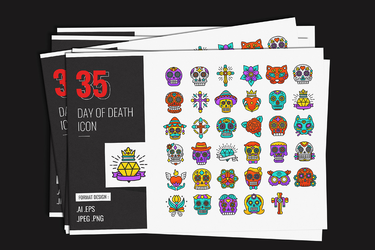 Day Of Death Icon Set, a Duotone Icon by shin_std