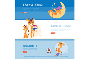 Baby giraffe. banners with cute, an Animal Illustration by Onyx