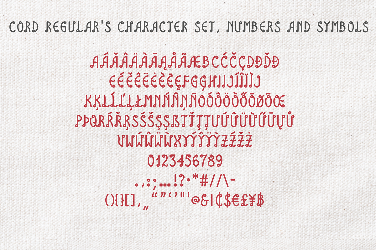 Cord Decorative Display Font, a Symbol Font by Roland Huse Design (Photo 5 of 7)