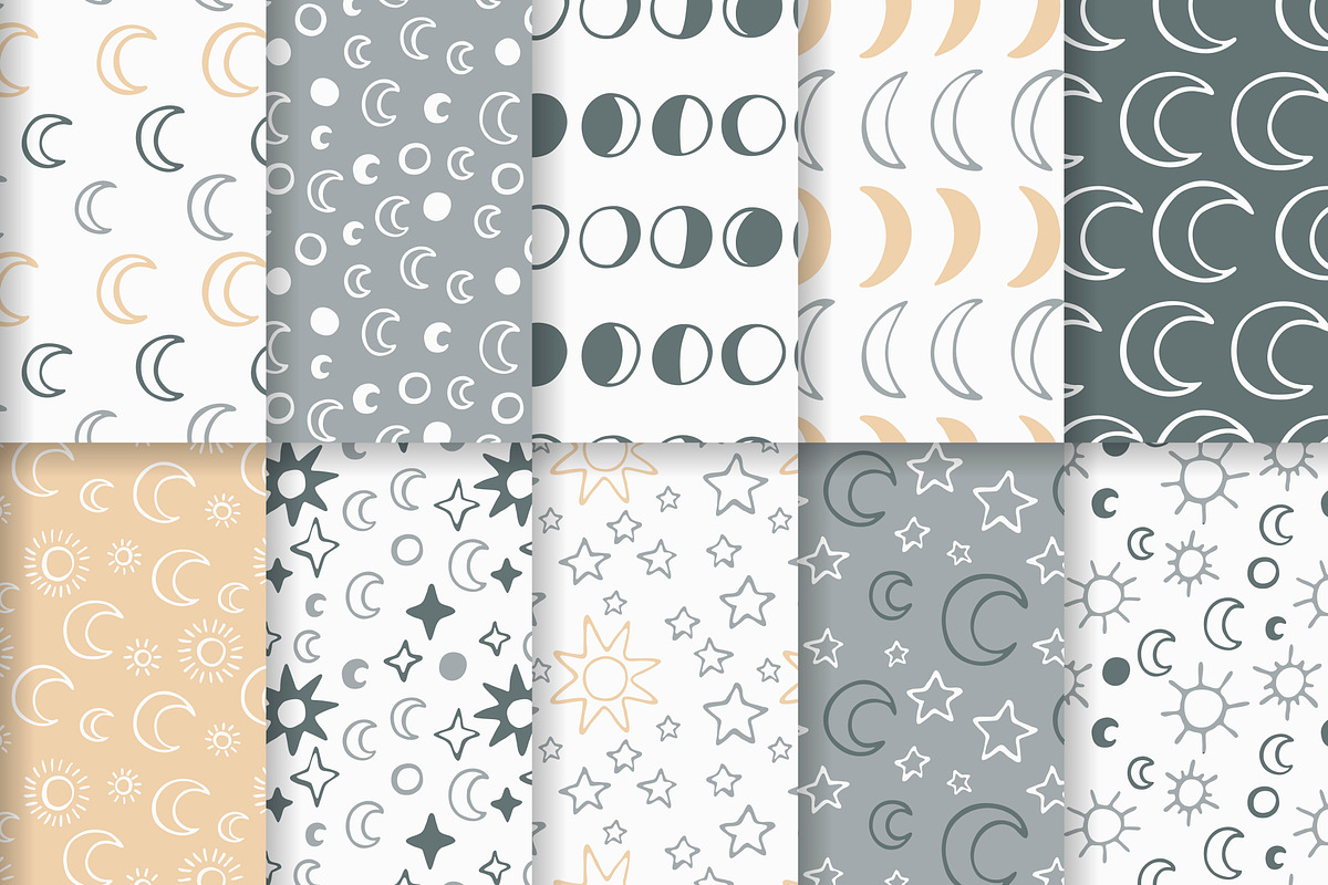 20 Sun, Star & Moon seamless pattern, a Pattern Graphic by SiDesign (Photo 7 of 7)