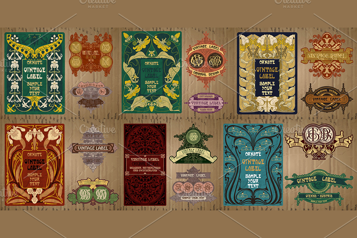 Label Art Nouveau - mega set, a Decorative Illustration by Stanislav Kharchevskyi (Photo 7 of 12)