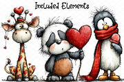 Whimsical Valentine Animals Clipart, an Illustration by cherrydesign (Thumbnail 2 of 4)