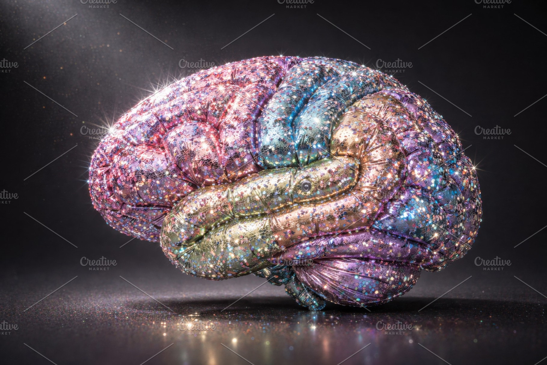 Brain concept material in sparkling, a Photo by Dvoevnore photos