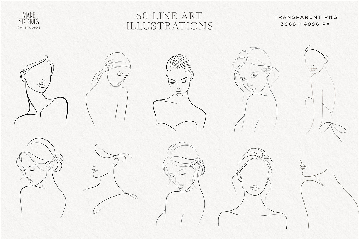 60 Women Line Art PNG Illustrations, a Person Illustration by Make Stories Studio (Photo 4 of 4)