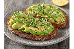 A white plate holding fresh avocado, a Food & Drink Photo by ZinetroN