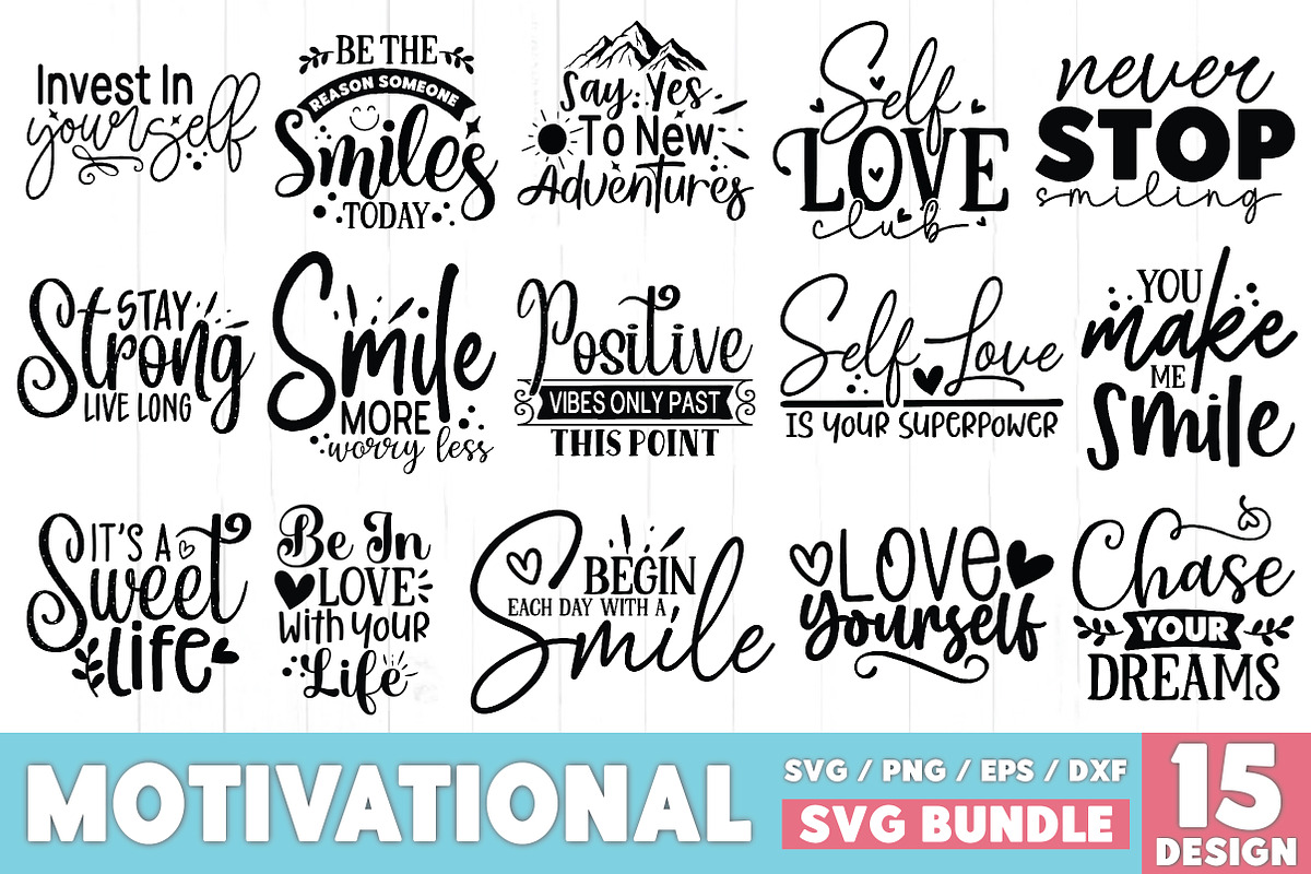 Motivational SVG Bundle, a Graphic by crafthome (Photo 1 of 10)