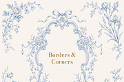 Vintage Toile de Jouy Frames Florals, an Object Graphic by Olya Creative (Thumbnail 8 of 15)