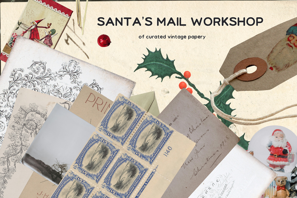 Vintage Christmas Mixed Media Set, an Object Graphic by Laras Wonderland (Photo 5 of 10)