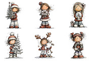 Whimsical Christmas Girl Clipart, an Illustration by designcity5 (Thumbnail 3 of 5)