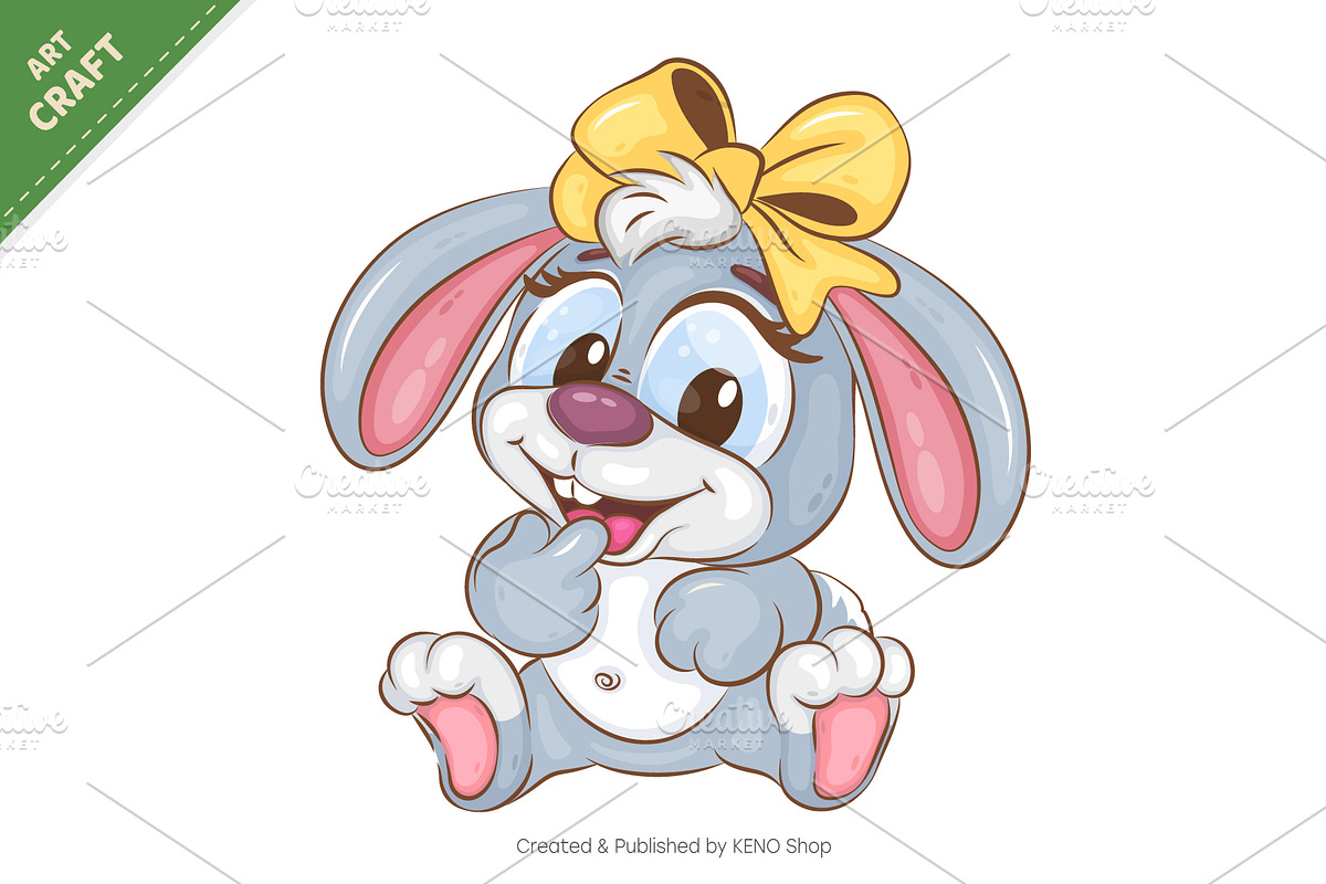 Cartoon Bunny girl. T-Shirt, PNG, an Animal Illustration by KENO Mascots (Photo 2 of 3)