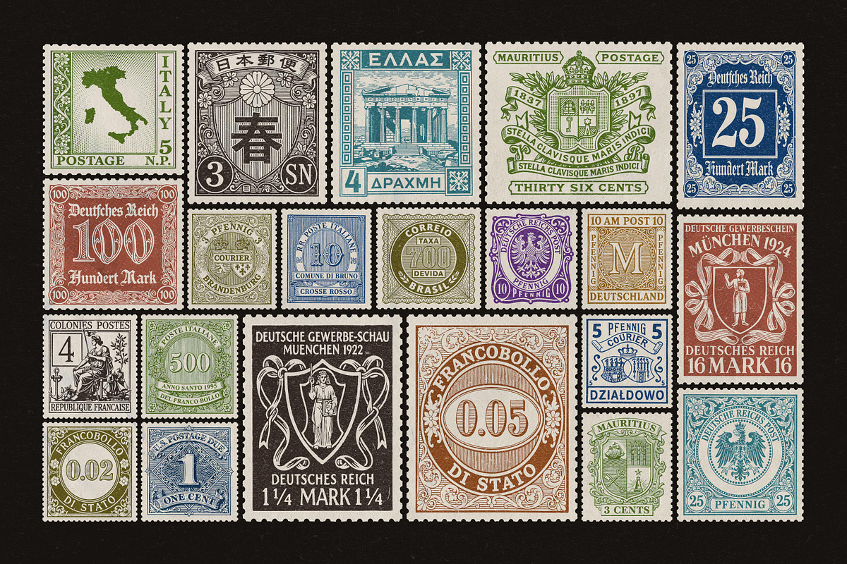 Vintage Postage Stamps Collection, an Object Graphic by pixelbuddha.net (Photo 5 of 6)