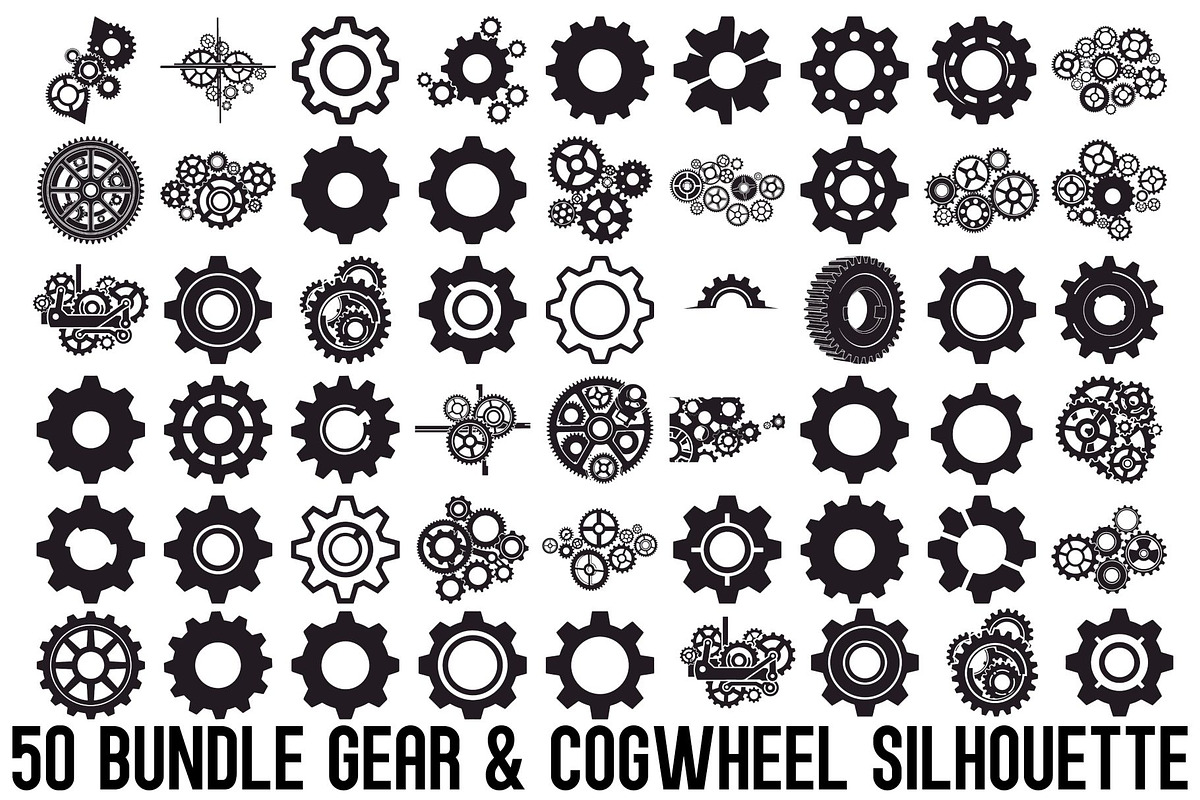Gear & Cogwheel Silhouette Vector Bu, an Illustration by jahid234 (Photo 1 of 51)