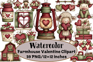 Farmhouse Valentine Clipart, an Illustration by Design Market