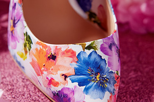 Floral pattern pump shoe showcasing spring fashion, elegance, an, a Photo by Studio ANNA
