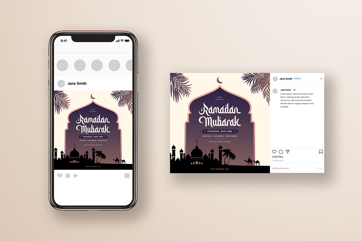 Eid Mubarak Flyer + Social Media, a Flyer Template by Esui Studio (Photo 2 of 5)