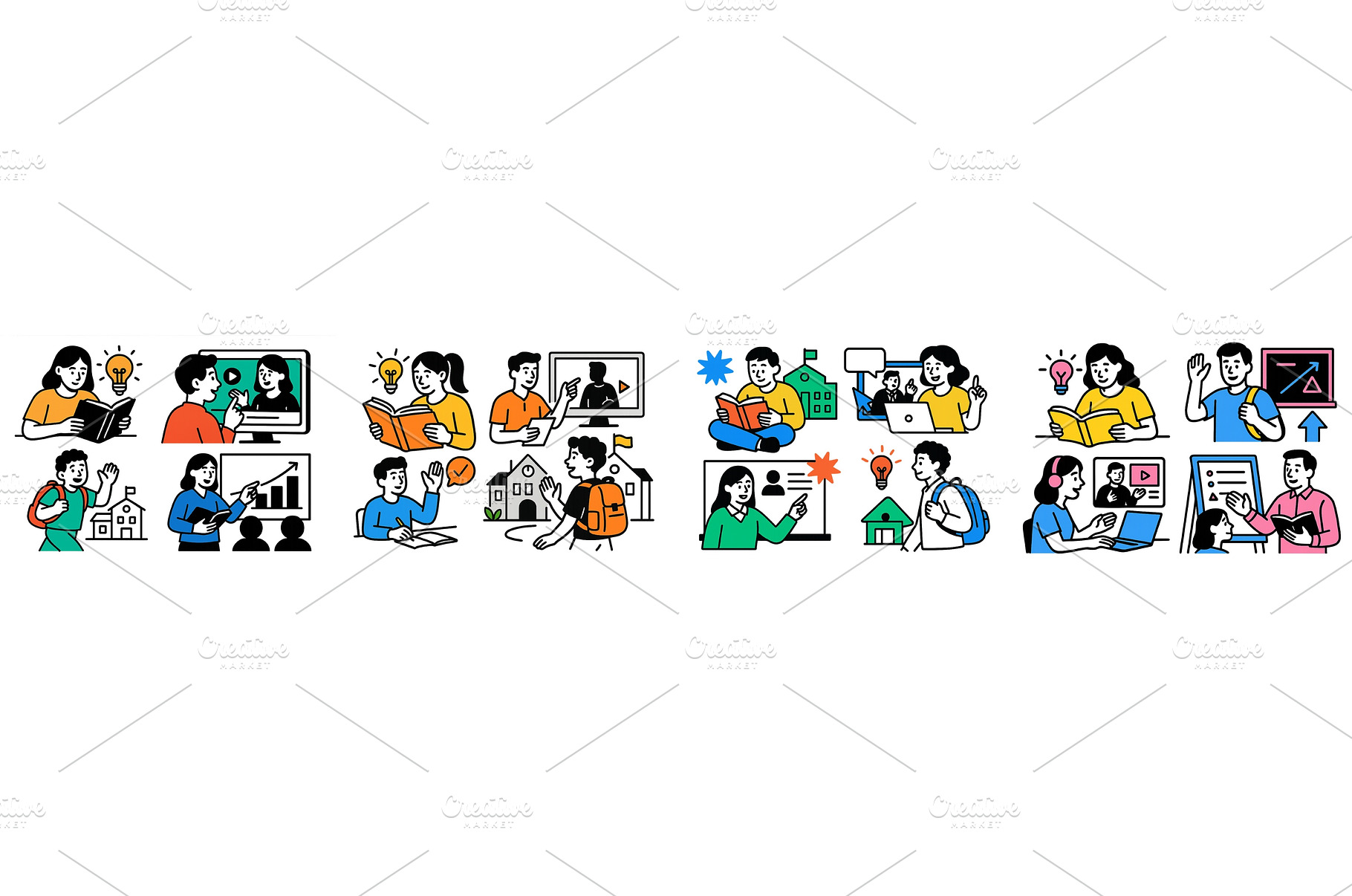 Illustrations of diverse learning, a School & Education Photo by ZinetroN